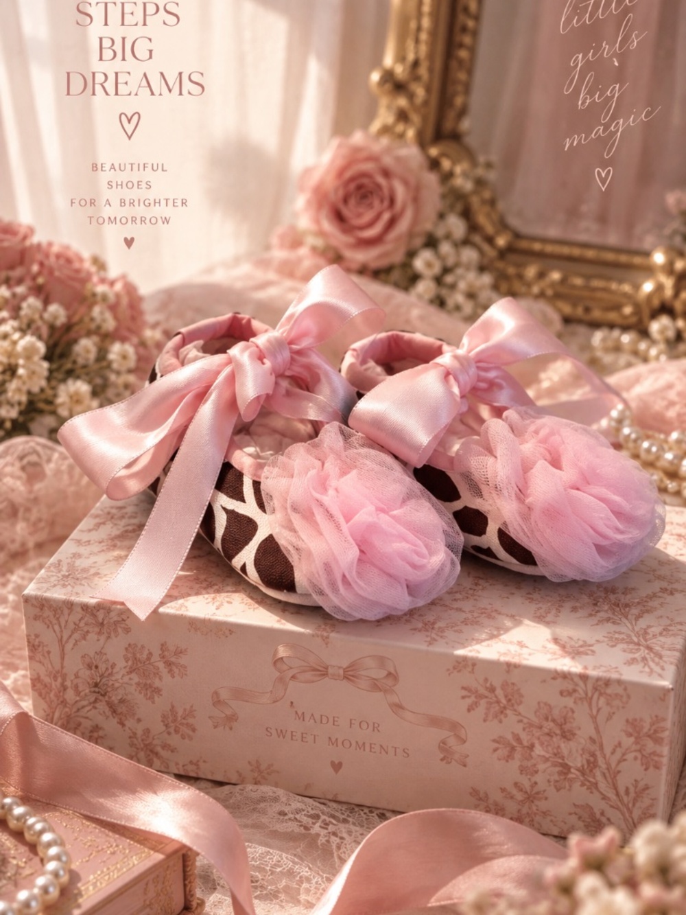 Baby All Occassion Shoes Zebra Print Tulle Ribbon Ballerina Bow Baby Girl Gift